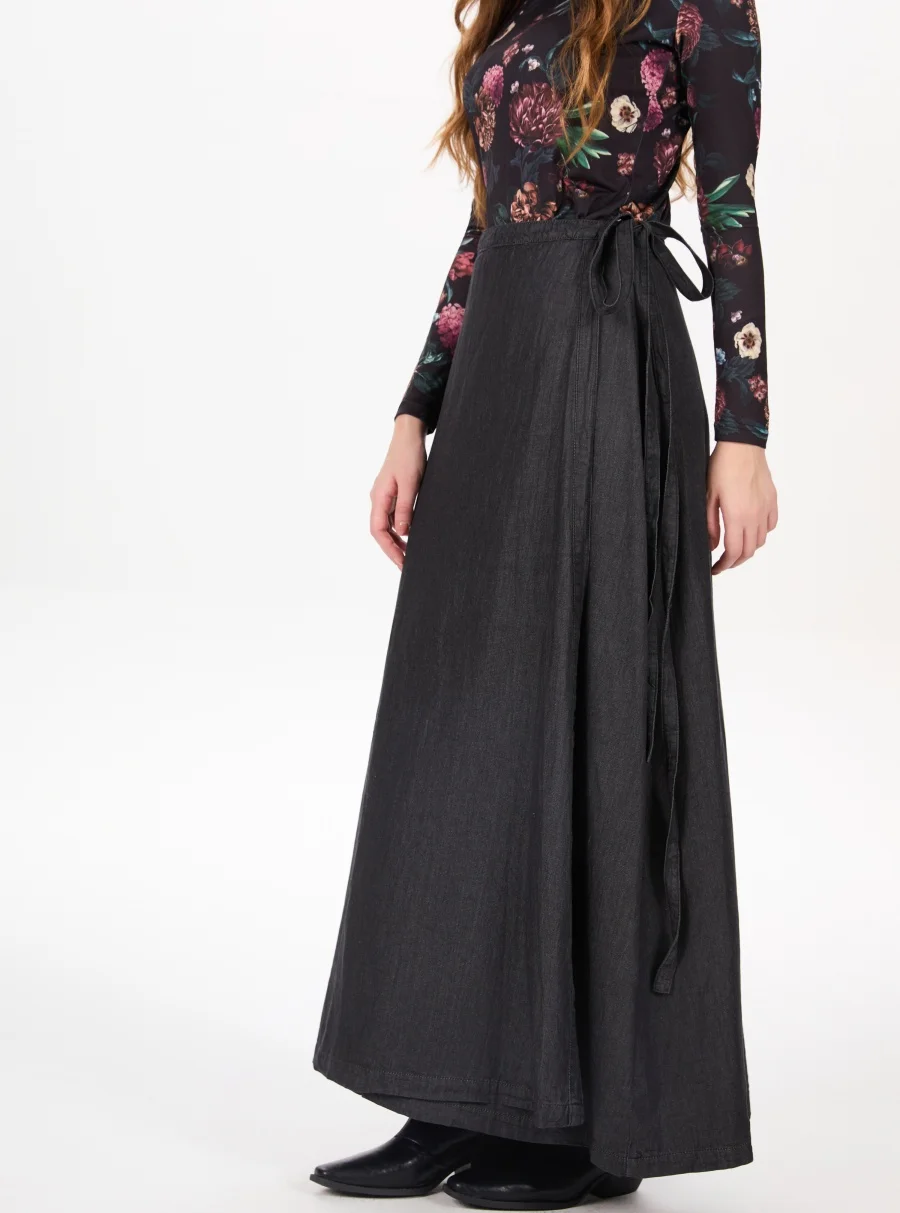 AS AW25 denim one pieces wrap skirts adjustable waist woman clothing