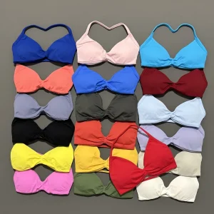 Sports Bra Strappy Backless Yoga Gym Bra Scrunch Push-up Removable Cups Women Workout Clothing Gym Top Halter Sport Bras